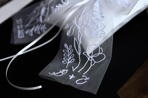 【ホワイトガーデン】イニシャル♡日付　刺繡のリングピロー　オーダー商品 11枚目の画像