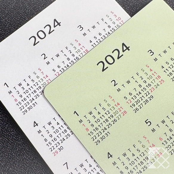 パンダのカード型ミニカレンダー（月曜始まり・2024年）2枚セット【RinRon】 2枚目の画像