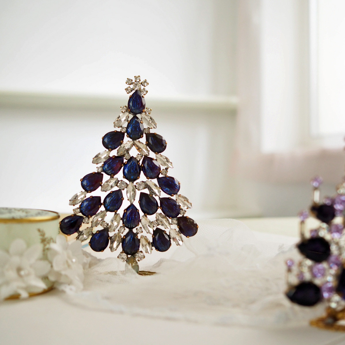 チェコガラスツリーpurpleXviolet