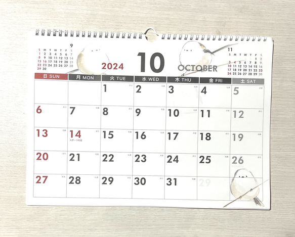 SALE⭐️2024年　シマエナガの壁掛けカレンダー（手書き） 10枚目の画像