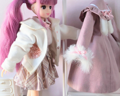 ※専用です　【曰く付き】　　女の子人形 リカちゃん服 067 27cmドール ロリータ JK 制服 生成×黒 3点
