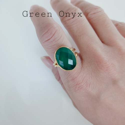最新作☆『Green Onyx』の世界でひとつの天然石リング 指輪