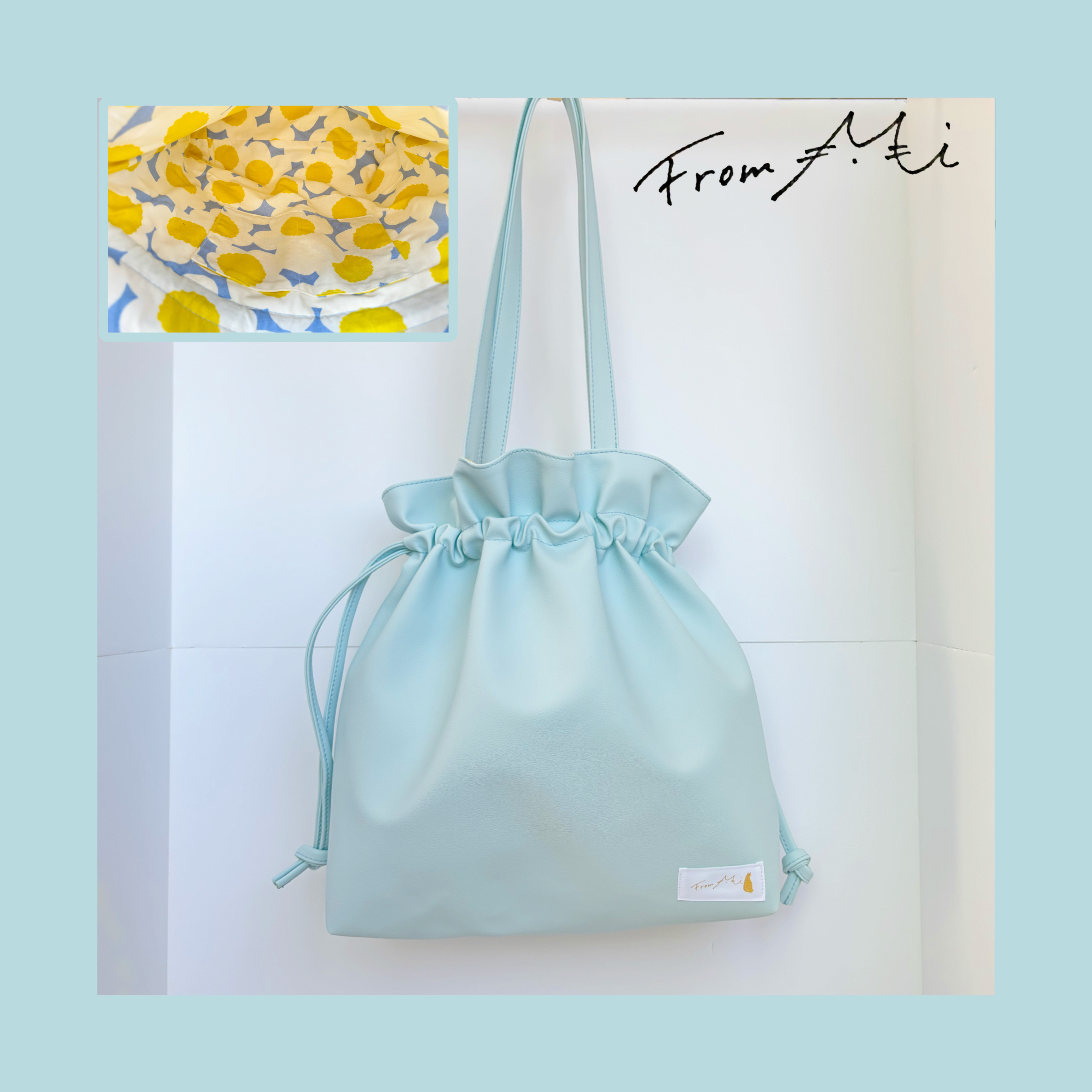 【待望の大容量！】ペットボトルも入るレザー巾着バッグ