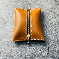 【手工縫製】駝色真皮口袋紙巾盒 第6張的照片