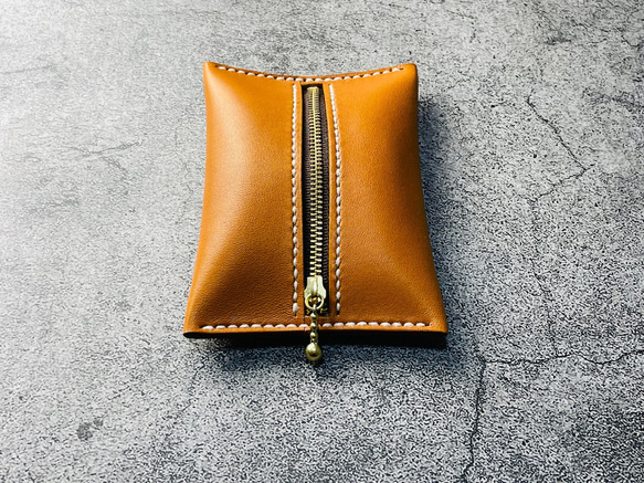 【手工縫製】駝色真皮口袋紙巾盒 第6張的照片