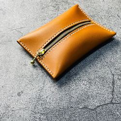 【手工縫製】駝色真皮口袋紙巾盒 第5張的照片