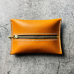 【手工縫製】駝色真皮口袋紙巾盒 第4張的照片