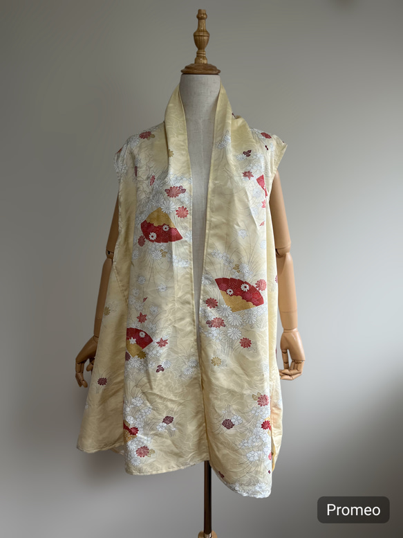 着物リメイク ロングジレ 絹のお着物から ロングジレ 【着物リメイク