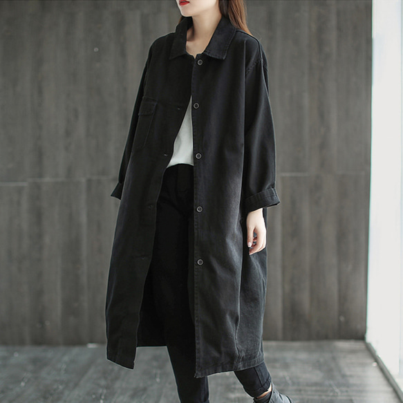 トーガビリリース　ドッキング　コート　ロング　デニム　レザー　無地　ブラック ブラック チェスターコート 長袖 コート ロングコート アウター