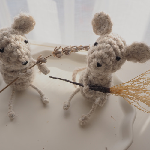 野ねずみさん♫編みぐるみ＋天使の羽飾り 野ねずみさん♫編みぐるみ＋天使の羽飾り