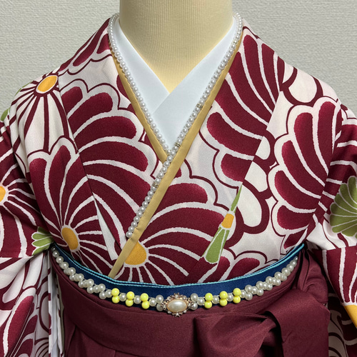 卒業式 袴セット 二尺袖の着物 長襦袢 袴 半巾帯 重ね衿 帯飾り
