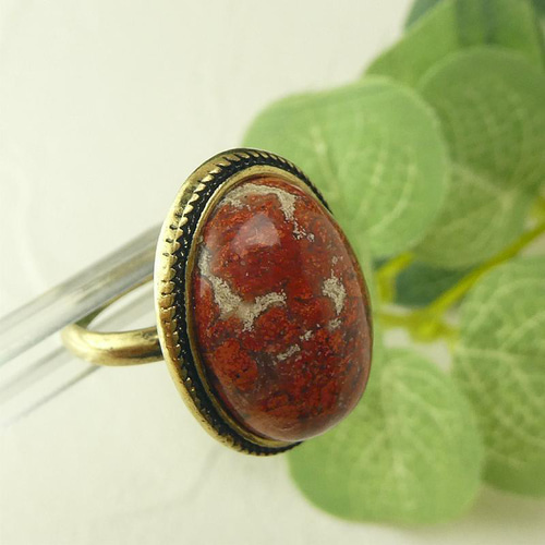 GEM STONE KING 赤いオーバルリング 天然石指輪 オーバルリング「プレシェイデッドジャスパー