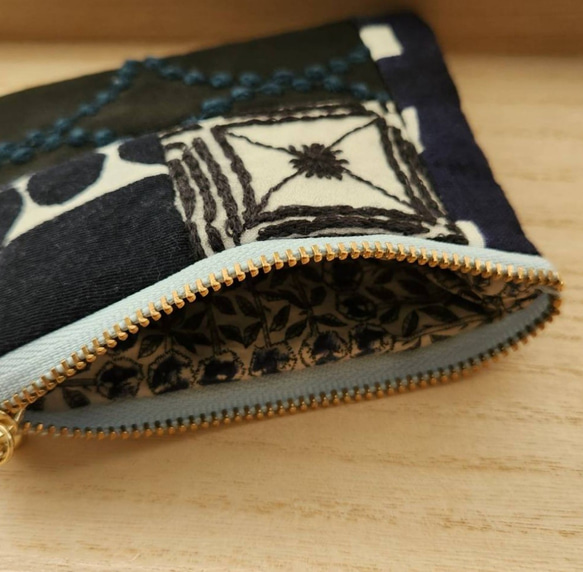 1574】パッチワークのあおりポケット巾着バッグ＊ミナペルホネン