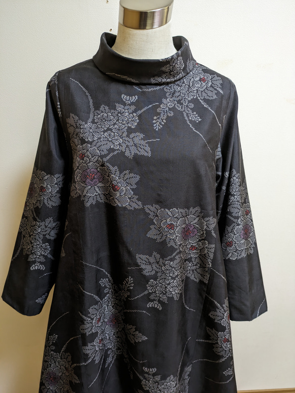 SOLD　着物リメイク　ワンピース　大島紬　M〜L 