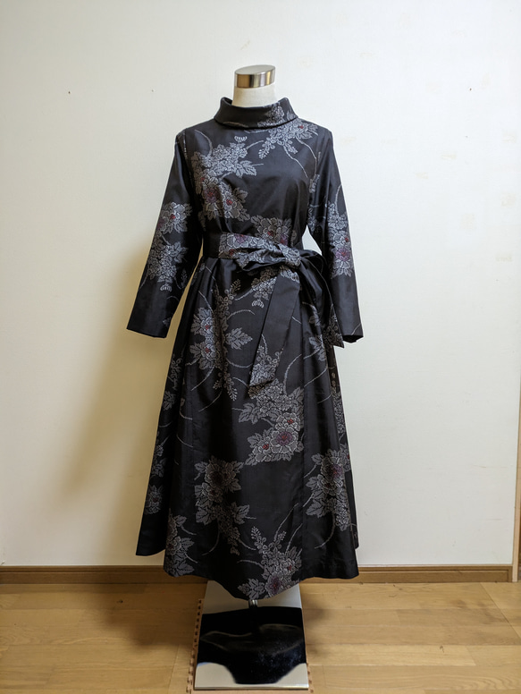 SOLD　着物リメイク　ワンピース　大島紬　M〜L 