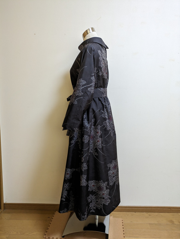 SOLD　着物リメイク　ワンピース　大島紬　M〜L 