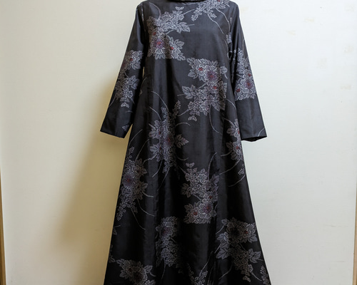 【464】着物リメイク大島紬　ワンピース【465】リバーシブルボレロ SOLD 着物リメイク ワンピース 大島紬 M〜L ワンピース さらあお