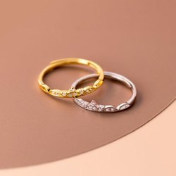 シルバー925 細め　華奢　上品　王冠　クラウン　リング　指輪　silver925 フリーサイズ　大きさ調整可能 2枚目の画像