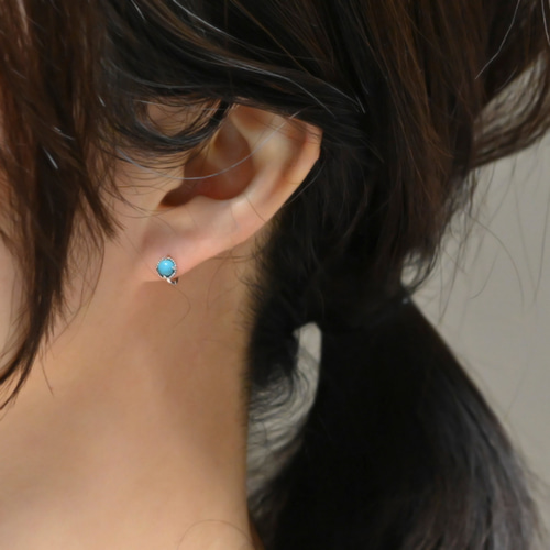 フォロー割】154Pフープピアス ターコイズ 7mm SV925 K18コート