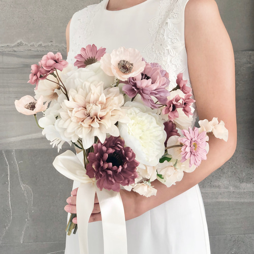 モーブピンク♪ウェディングブーケ ブートニア付き ブーケ PETALS 通販