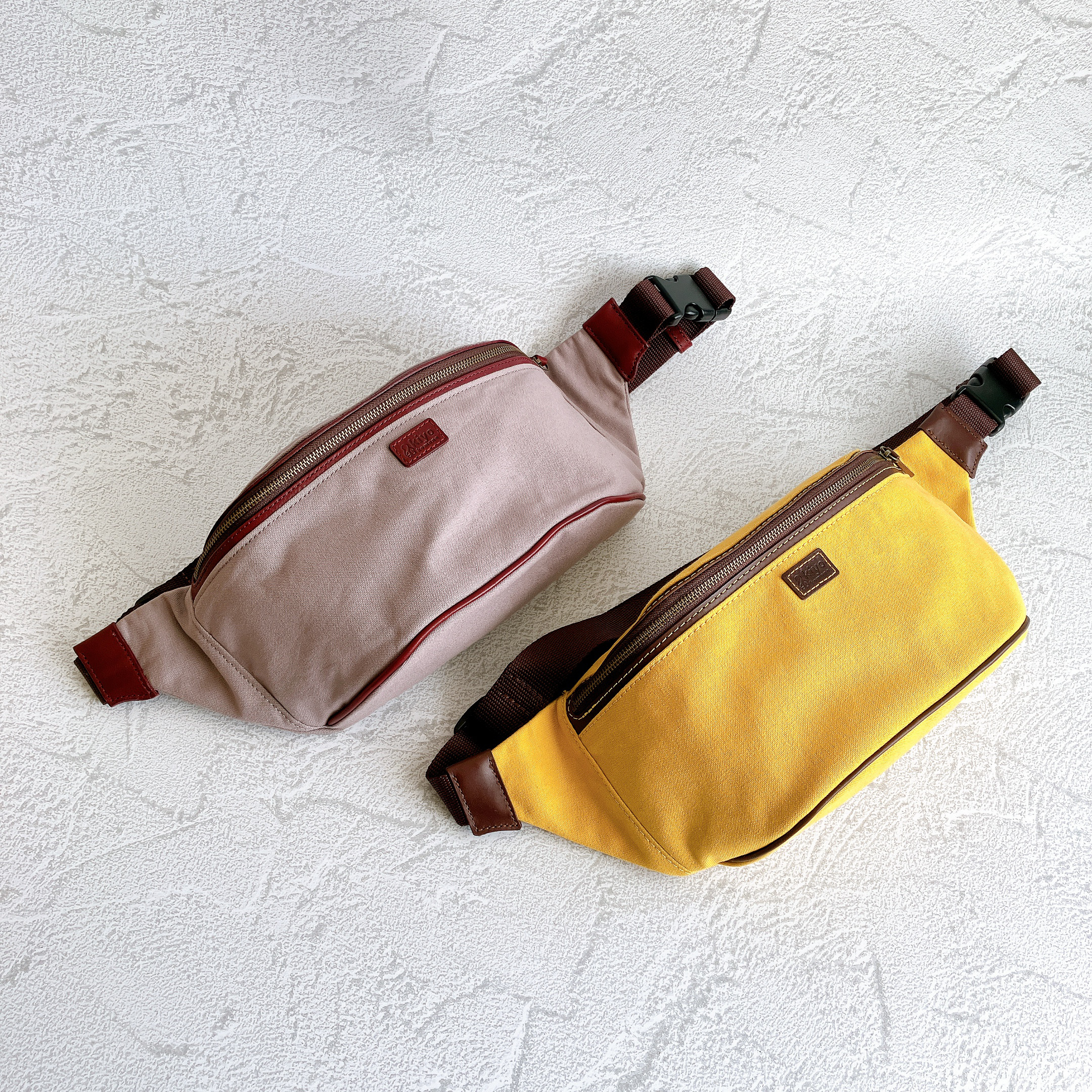 【帆布ボディバッグ】　マスタード　黄色　イエロー・ラベンダー　紫　パープル