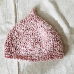 マルシェで人気のとんがり帽子　サンタ帽風　ピンク　ベージュ　水色 2枚目の画像