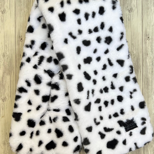 ダルメシアン柄 ボアマフラー ストール akaneko スヌード ワンちゃん