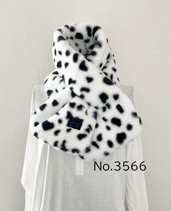 ダルメシアン柄 ボアマフラー ストール akaneko スヌード ワンちゃん