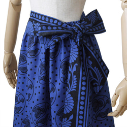 アフリカ布のギャザースカート（カンガスカート）鮮やかな色彩 サッシュベルト付き 9枚目の画像