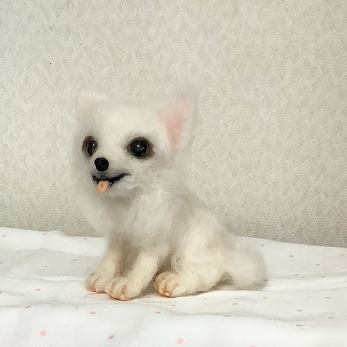 白いチワワ＊羊毛フェルト＊犬＊チワワ＊可愛い 羊毛フェルト