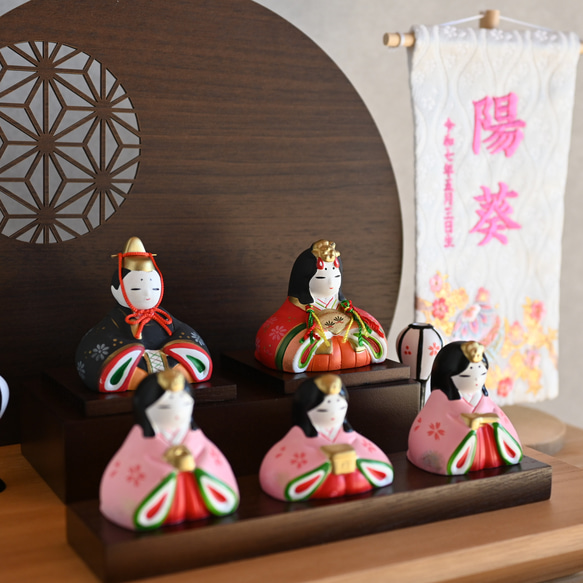 【今年の新作】【送料無料】ひな人形　ひな祭り　名前旗　Hina festival　小さいひな人形　フルセット 4枚目の画像