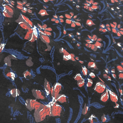【50cm單位】黑紅花bagloo染色印度手工塊印花布料棉質 第5張的照片