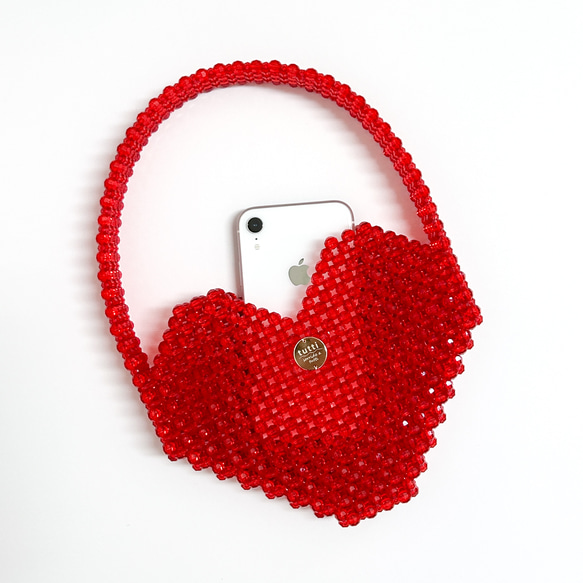 ビーズ ハンドバッグ heart-shaped 2枚目の画像