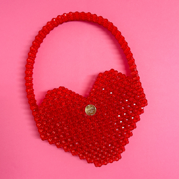ビーズ ハンドバッグ heart-shaped 1枚目の画像