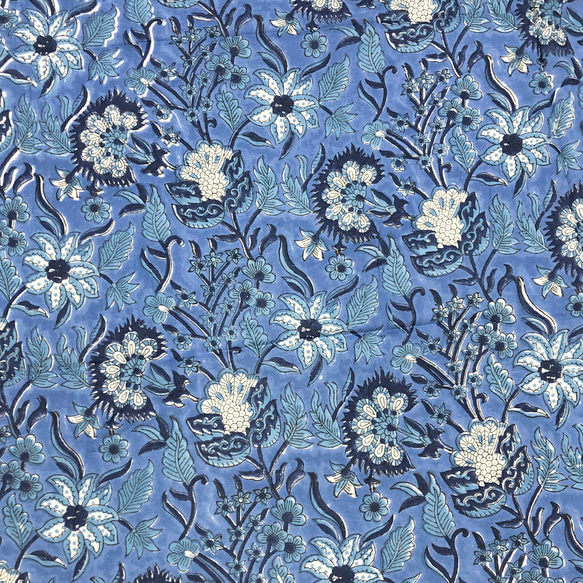 【50cm單位】多圖案藍白花印度手工塊印花布料棉質 第5張的照片