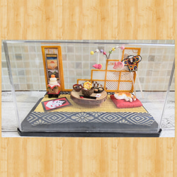 ミニチュアお正月飾り 季節のお茶の間・猫の居る風景シリーズ 手作り 3枚目の画像