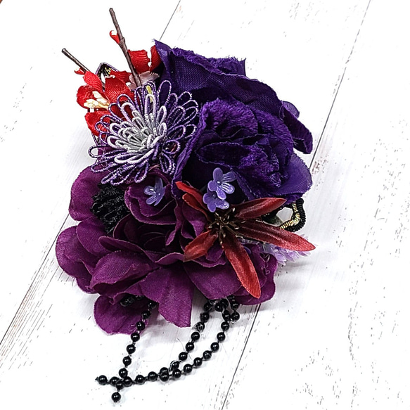 【髪飾り】着物が引き立つヘアアクセサリー２点セット（紫） 2枚目の画像