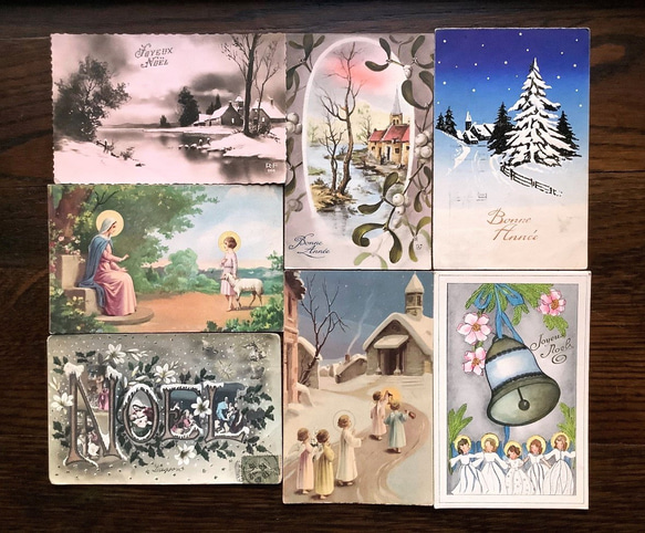 France vintage クリスマス／新年グリーティングカード 2枚目の画像