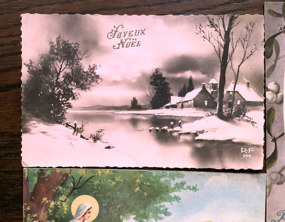 France vintage クリスマス／新年グリーティングカード 6枚目の画像