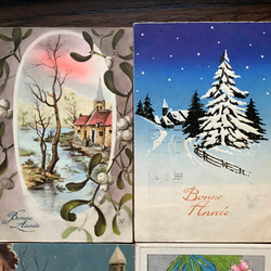 France vintage クリスマス／新年グリーティングカード 4枚目の画像
