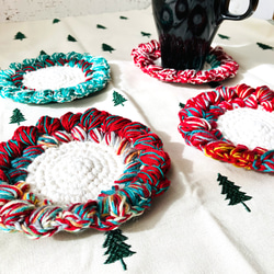 クリスマスリース風コースターかぎ針編み コースター R's.happiness _