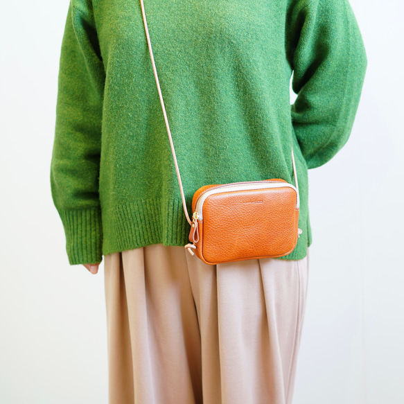 マカロンポシェット 革鞄 ショルダーバッグ レザーバッグ イタリアンレザー 可愛い 本革 小さい 1枚目の画像