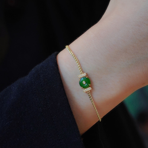 東泰堂　本翡翠 原色氷種ヒスイ K18 天然ダイヤモンド　ブレスレット 東泰堂 本翡翠 原色氷種ヒスイ K18 天然ダイヤモンド ブレスレット 東泰堂