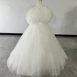 高品質！婚紗洋裝米白色可拆卸露肩閃亮薄紗婚禮/招待會 第1張的照片