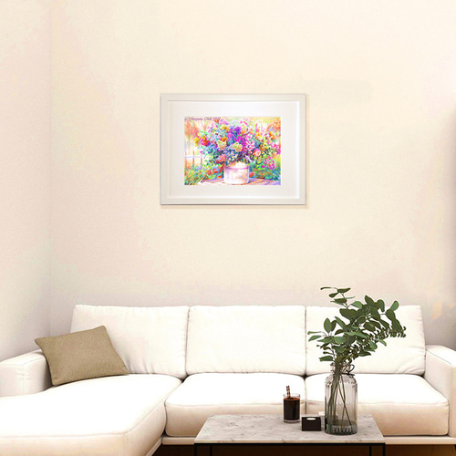 額装絵画☆花の絵☆ガーデン フラワー 花 版画 アクリル画 ナチュラル