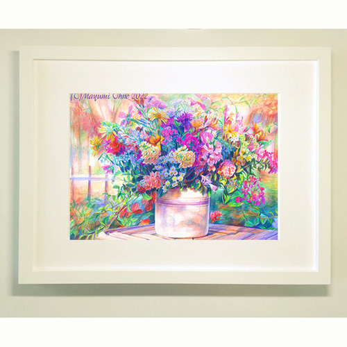 額装絵画☆花の絵☆ガーデン フラワー 花 版画 アクリル画 額装絵画☆花の絵☆ガーデン フラワー 花 版画 アクリル画