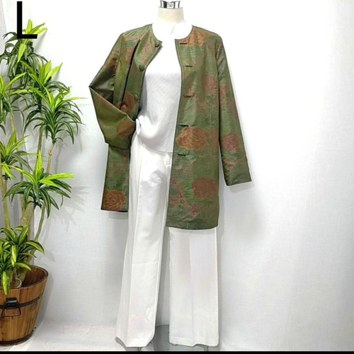 着物リメイク　結城紬　正絹紬　リバーシブル　ロング　コート 　マキシ　羽織 着物リメイク 龍郷柄 大島紬 リバーシブル ロング コート マキシ