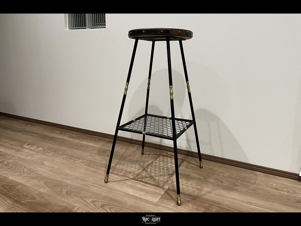 アイアンハイスツール　丸椅子　プランタースタンド　オールハンドメイド品　インダストリアル家具