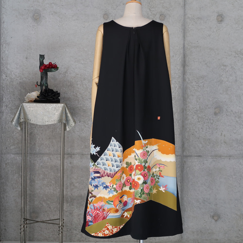 着物リメイク ワンピースドレス ボレロ付き 着物リメイク ワンピース