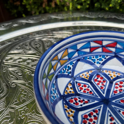 チュニジア・ナブールの陶器　ボウル13cm　2個セット　テンション上がる風車 23＆澄んだブルーが印象的 69 14枚目の画像